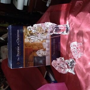 Like New! Robert Stanley; The Promise Of Christmas, Clear Resin 3 Piece Nativity